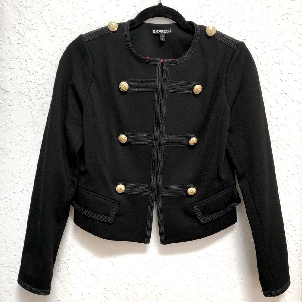 Express Black Military Blazer